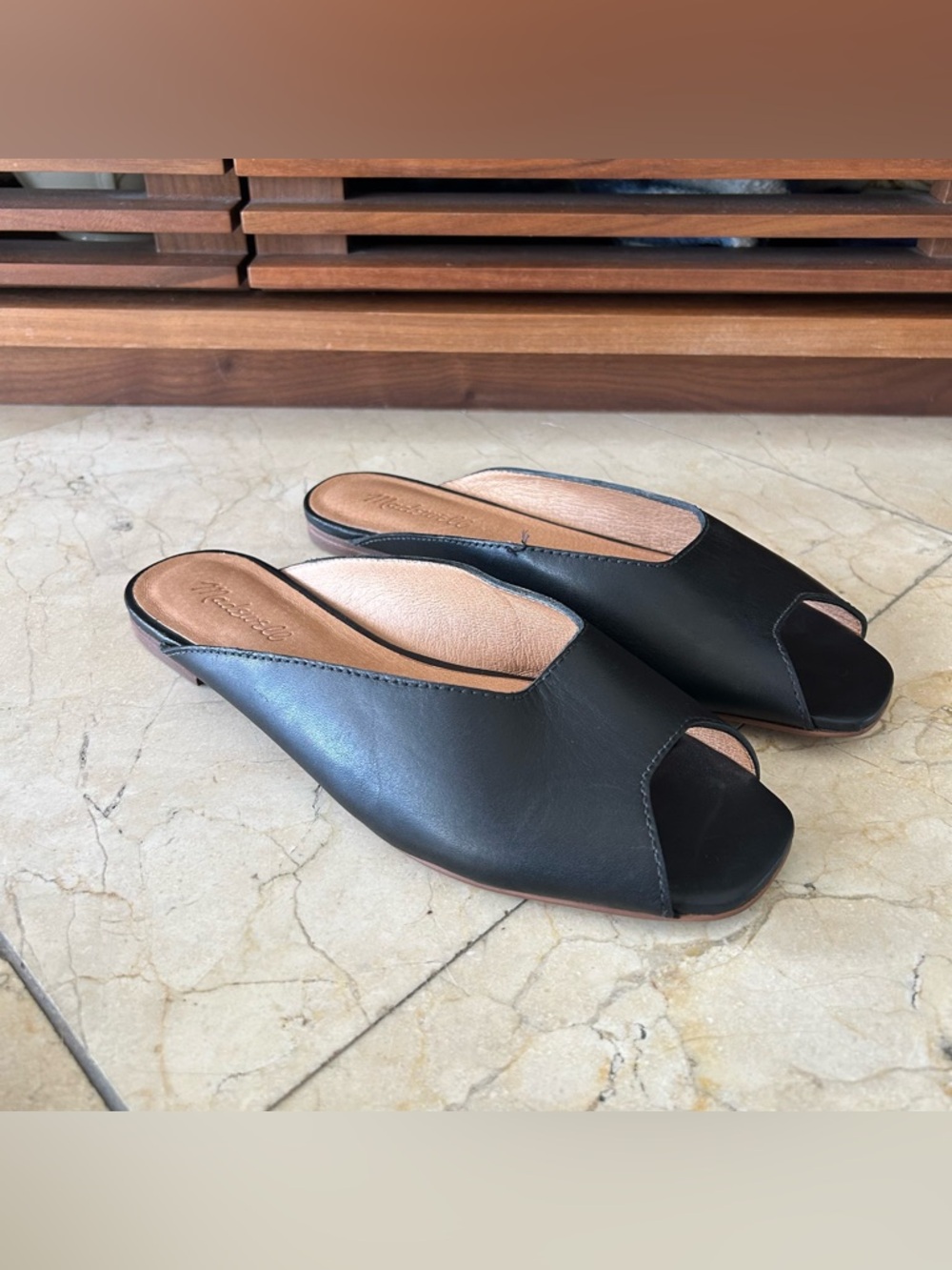 Madewell Tavi Slide Sandal Black Leather